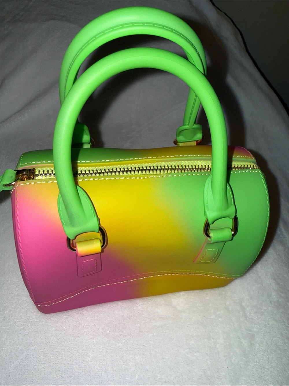 Neon Gradient Mini Satchel Bag - Green Pink Yellow